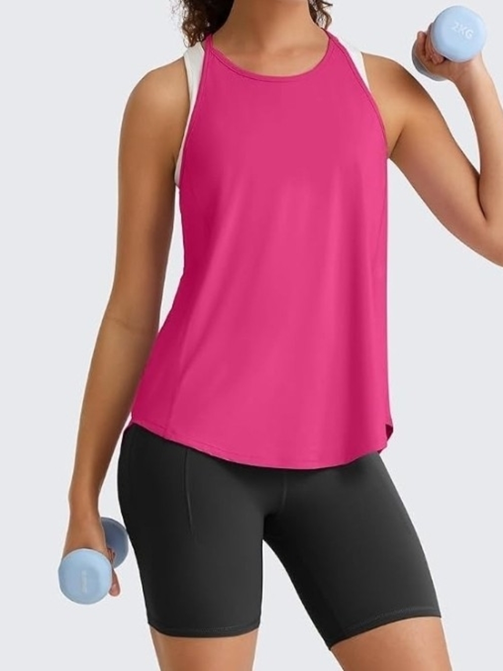 Lightweight Loose Fit Pink Tank Top, Fast drying & Ultra stretchy, UPF50+, XL
